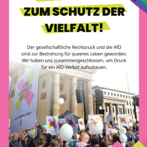 Flyer "AfD-Verbot zum Schutz der Vielfalt" der Kampagne "AfD-Verbot jetzt!"